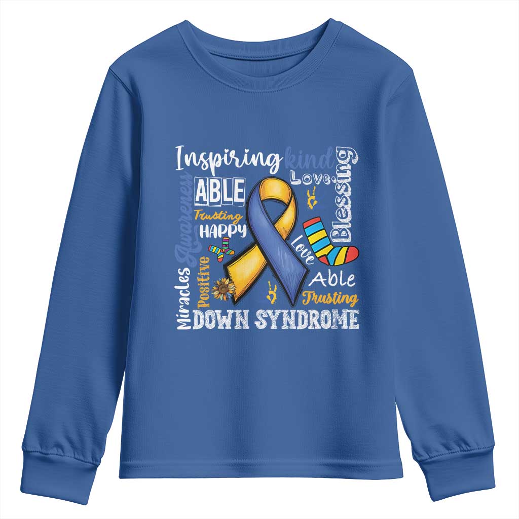 Down Syndrome Awareness Youth Sweatshirt Rock Your Socks Different Not Less