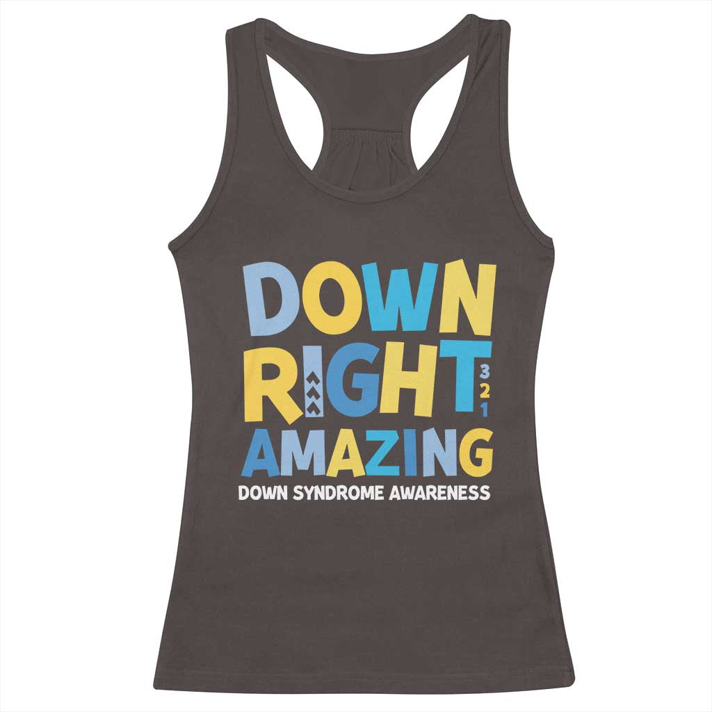 World Down Syndrome Day Racerback Tank Top 321 Awareness Support Down Right Amazing Three Arrows