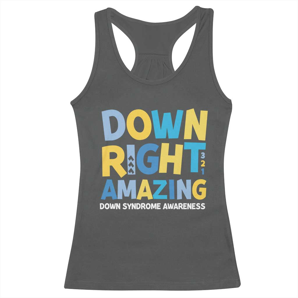 World Down Syndrome Day Racerback Tank Top 321 Awareness Support Down Right Amazing Three Arrows