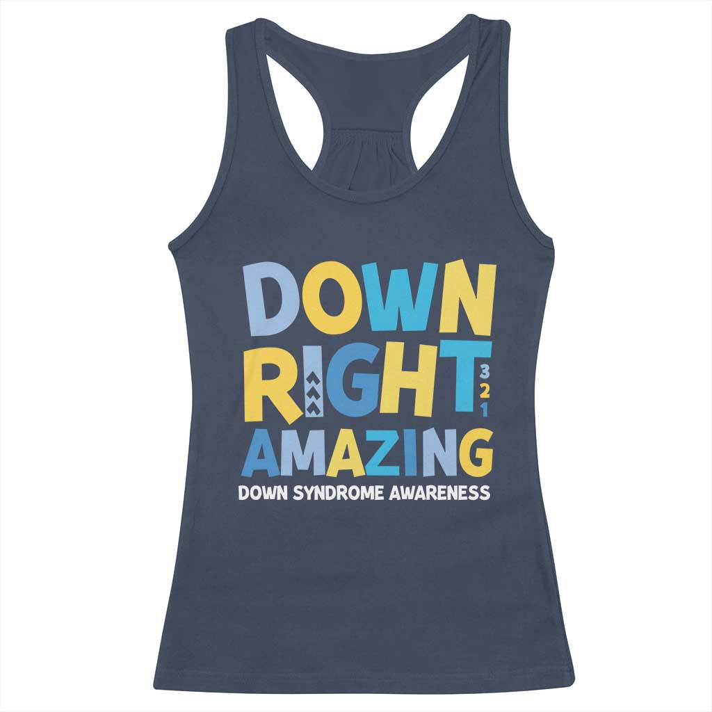 World Down Syndrome Day Racerback Tank Top 321 Awareness Support Down Right Amazing Three Arrows