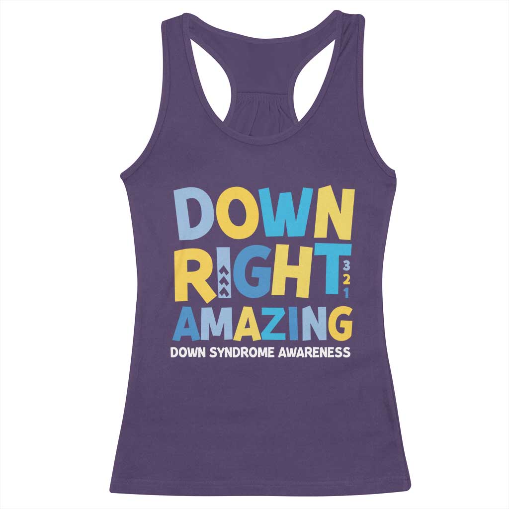 World Down Syndrome Day Racerback Tank Top 321 Awareness Support Down Right Amazing Three Arrows