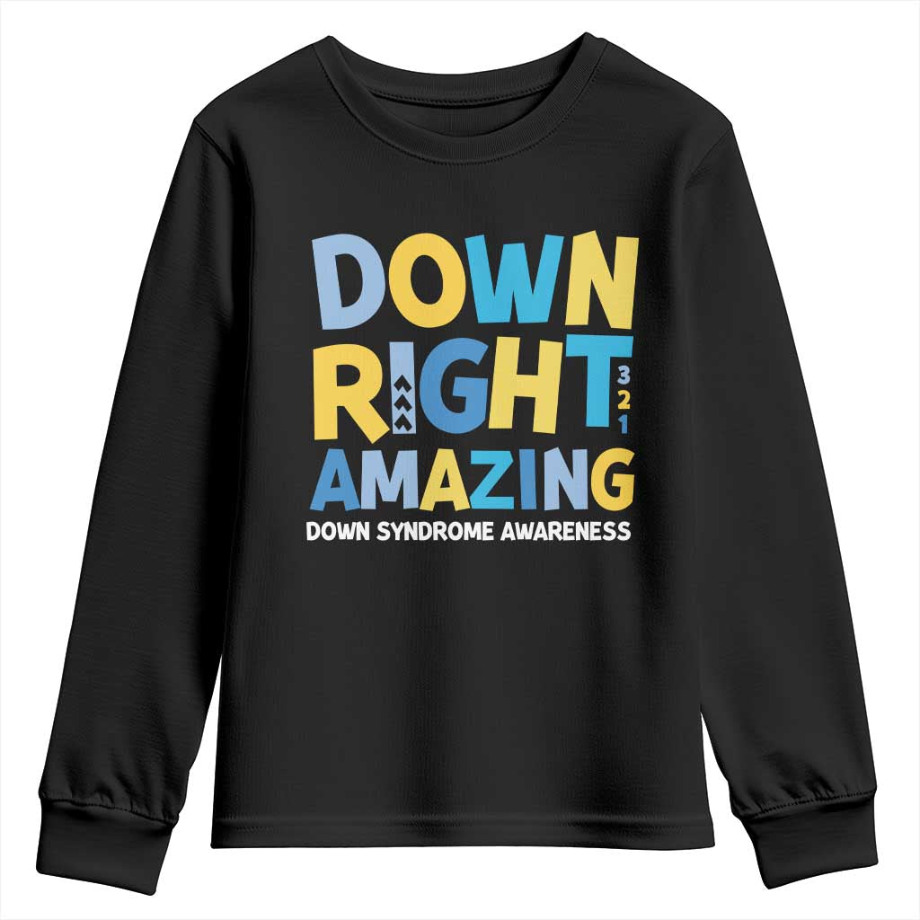 World Down Syndrome Day Youth Sweatshirt 321 Awareness Support Down Right Amazing Three Arrows