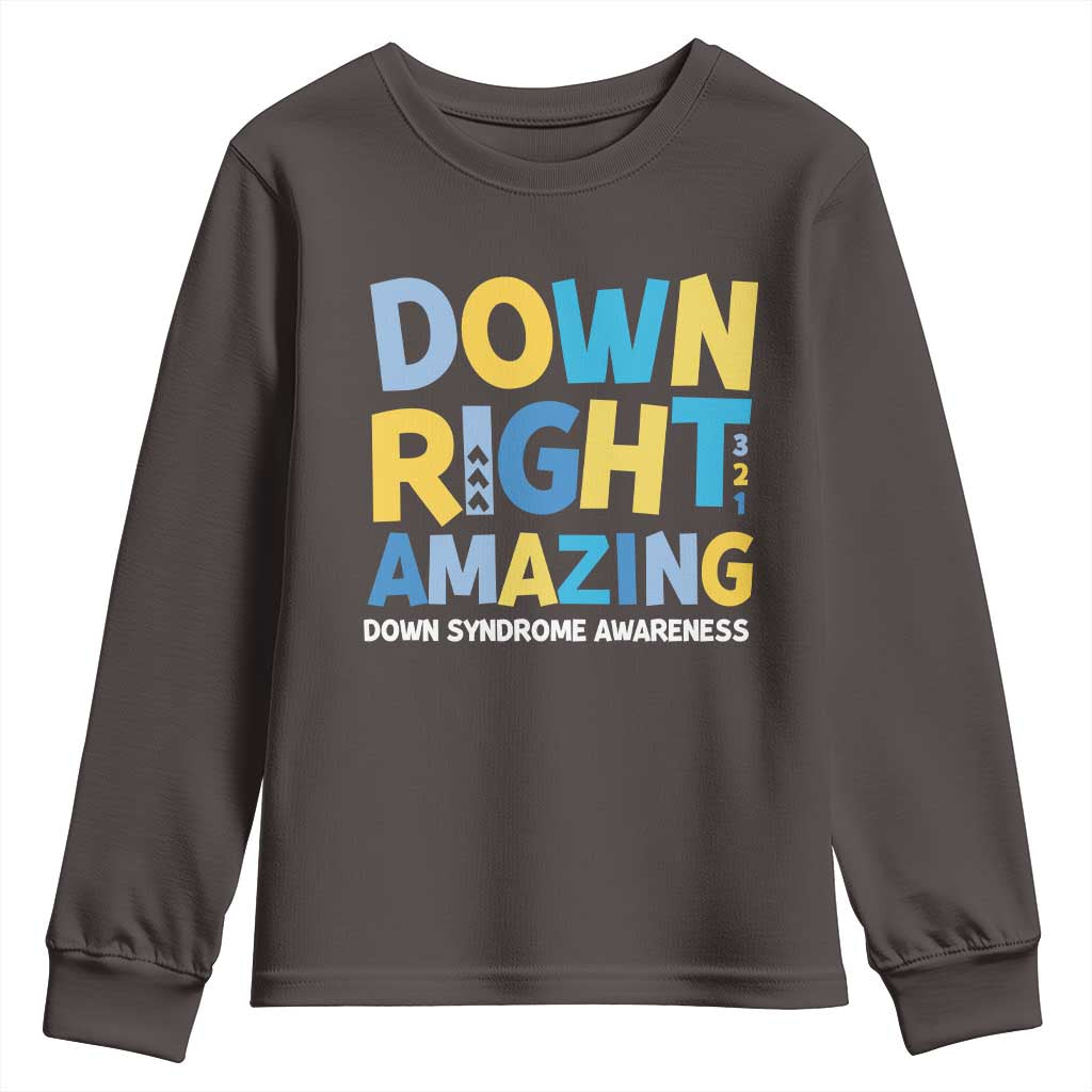 World Down Syndrome Day Youth Sweatshirt 321 Awareness Support Down Right Amazing Three Arrows