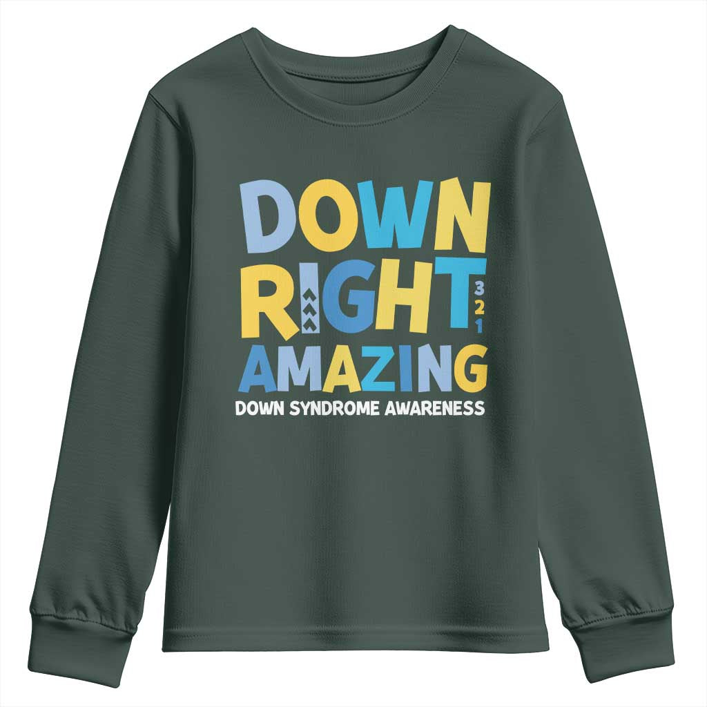 World Down Syndrome Day Youth Sweatshirt 321 Awareness Support Down Right Amazing Three Arrows