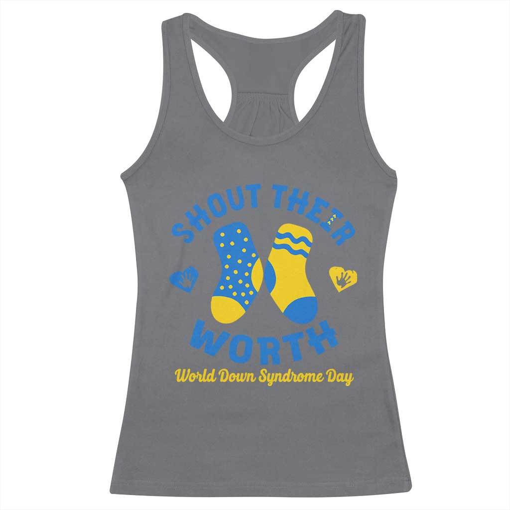 World Down Syndrome Day Racerback Tank Top 321 Awareness Support Shout Their Worth