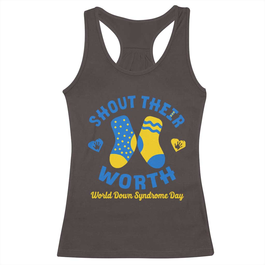 World Down Syndrome Day Racerback Tank Top 321 Awareness Support Shout Their Worth