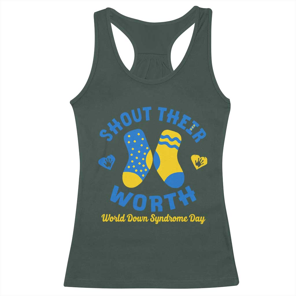 World Down Syndrome Day Racerback Tank Top 321 Awareness Support Shout Their Worth