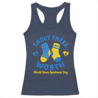 World Down Syndrome Day Racerback Tank Top 321 Awareness Support Shout Their Worth