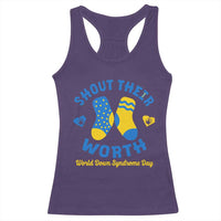 World Down Syndrome Day Racerback Tank Top 321 Awareness Support Shout Their Worth