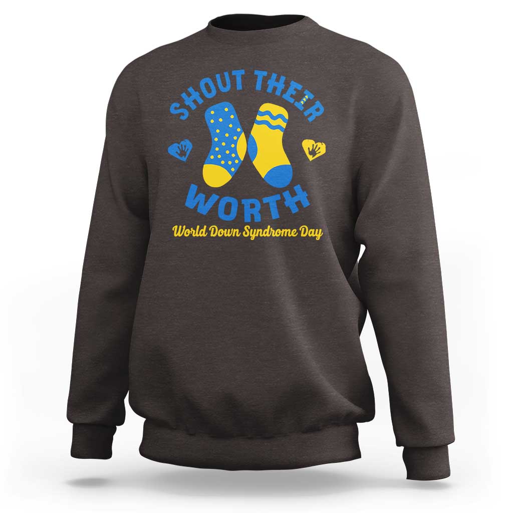 World Down Syndrome Day Sweatshirt 321 Awareness Support Shout Their Worth