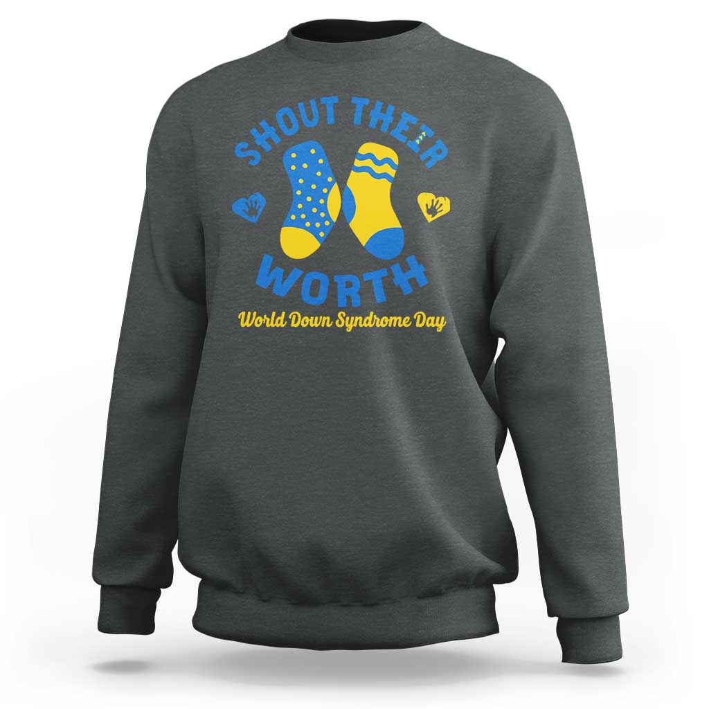 World Down Syndrome Day Sweatshirt 321 Awareness Support Shout Their Worth