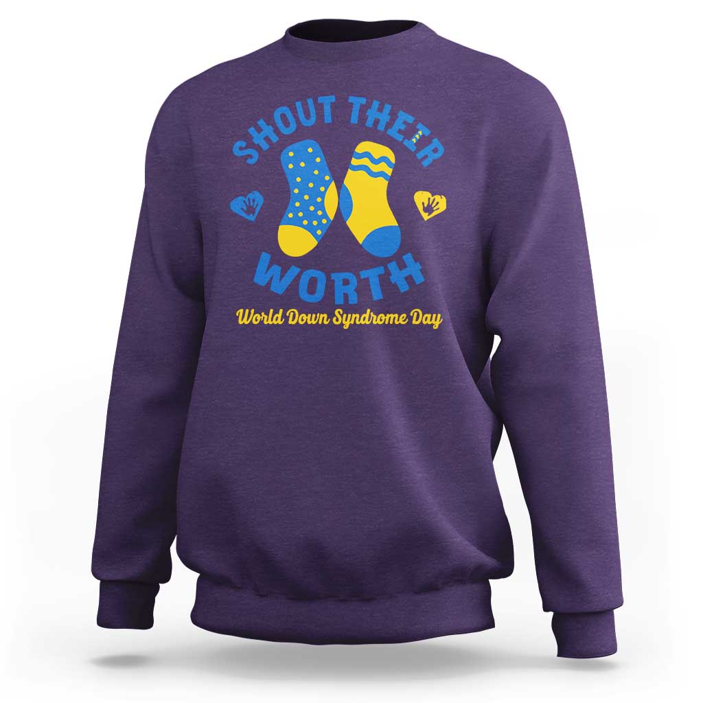 World Down Syndrome Day Sweatshirt 321 Awareness Support Shout Their Worth