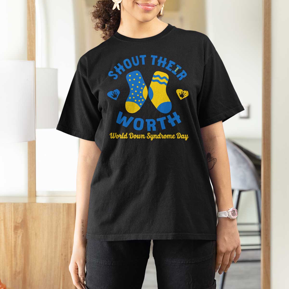 World Down Syndrome Day T Shirt For Women 321 Awareness Support Shout Their Worth