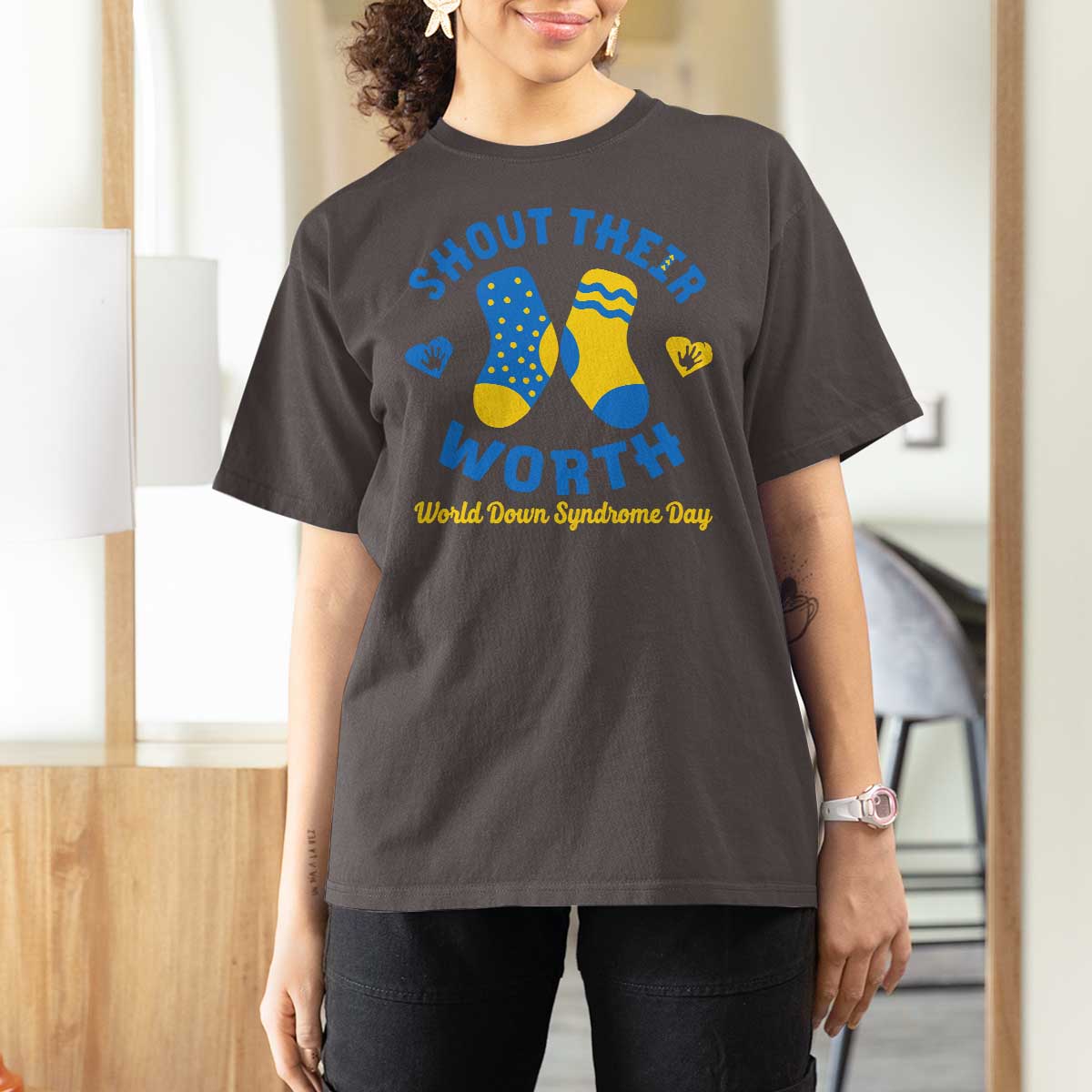 World Down Syndrome Day T Shirt For Women 321 Awareness Support Shout Their Worth