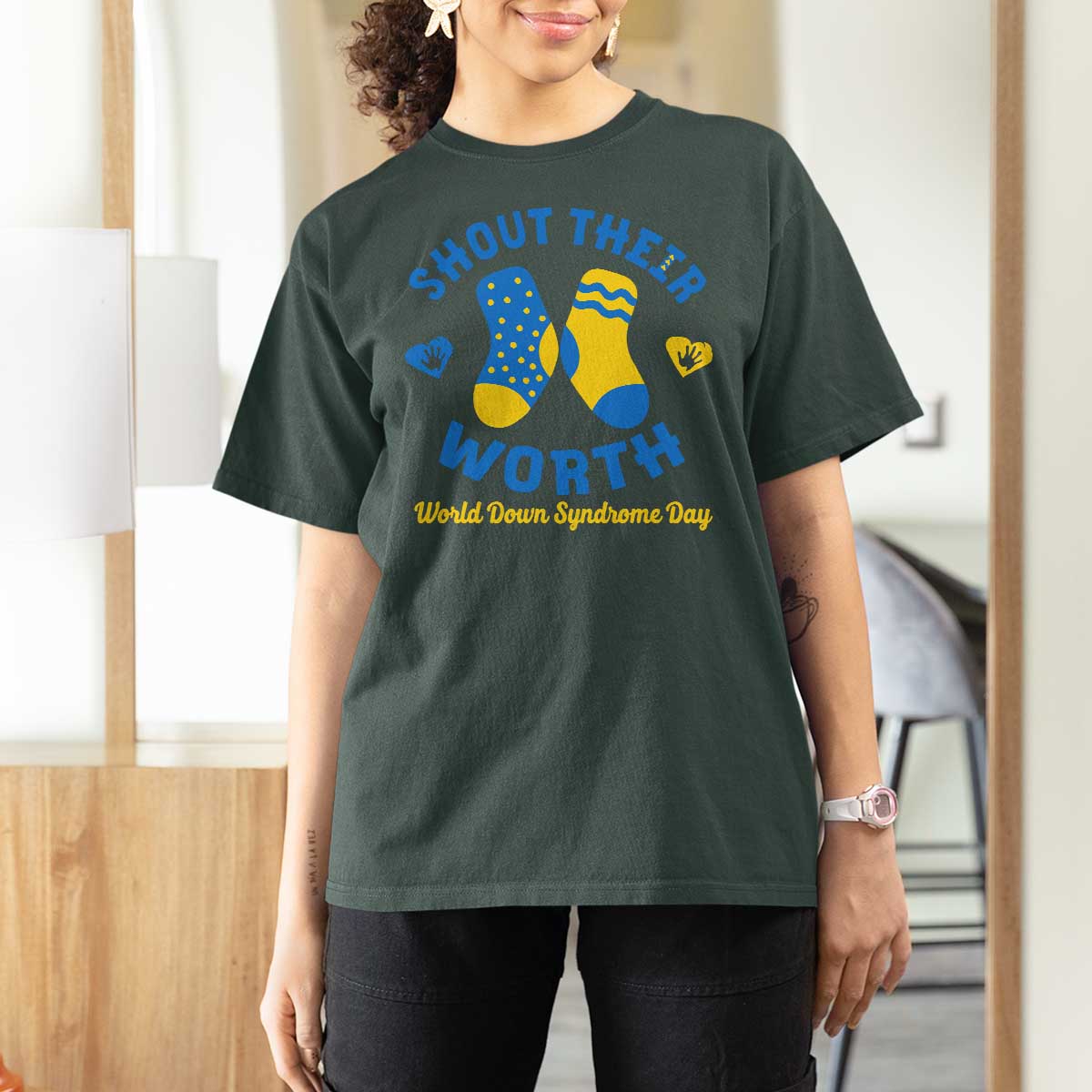World Down Syndrome Day T Shirt For Women 321 Awareness Support Shout Their Worth