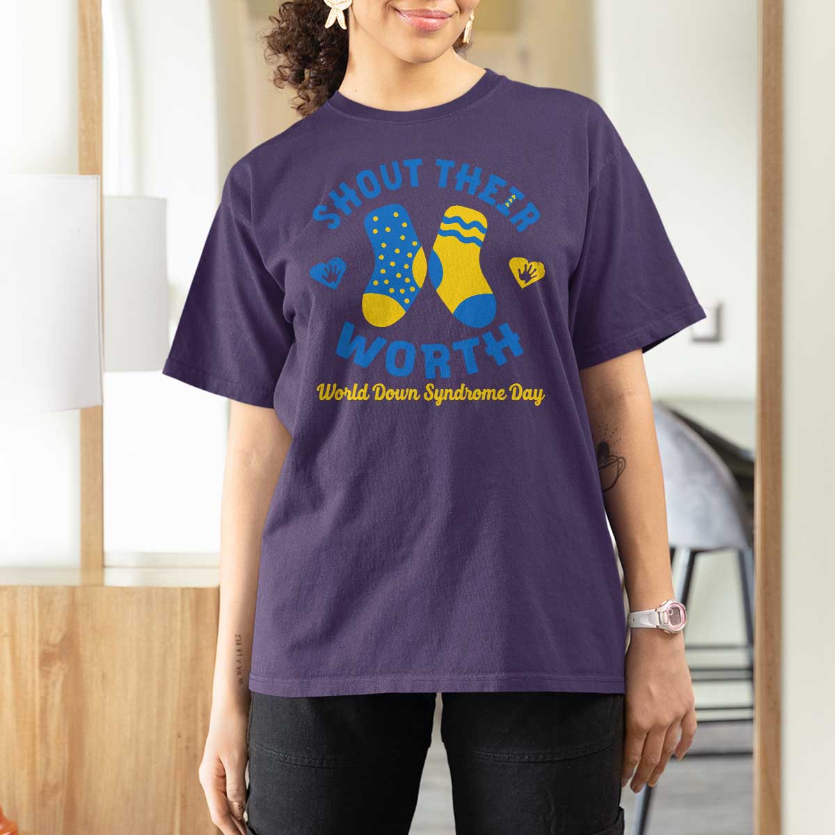 World Down Syndrome Day T Shirt For Women 321 Awareness Support Shout Their Worth