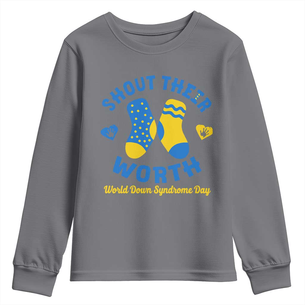 World Down Syndrome Day Youth Sweatshirt 321 Awareness Support Shout Their Worth