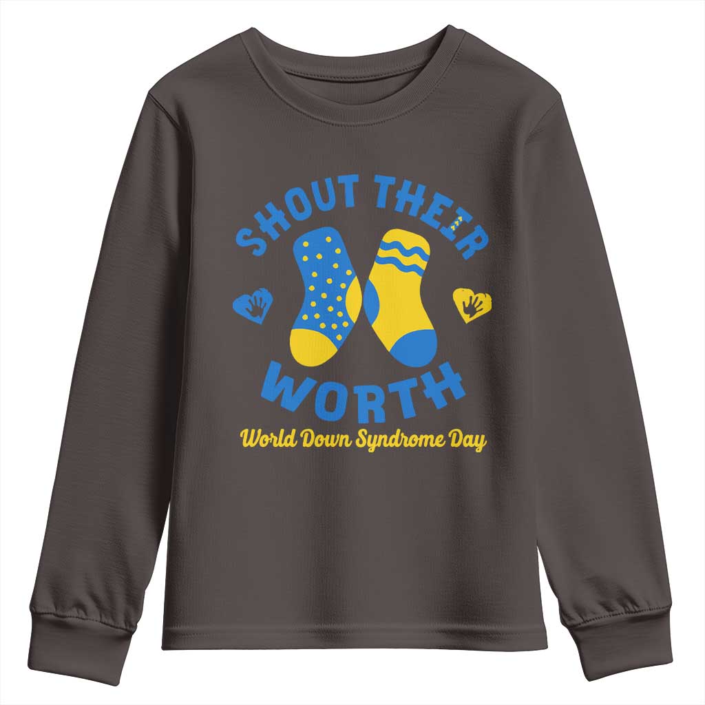 World Down Syndrome Day Youth Sweatshirt 321 Awareness Support Shout Their Worth