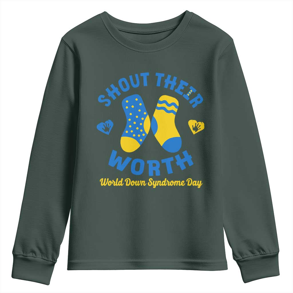 World Down Syndrome Day Youth Sweatshirt 321 Awareness Support Shout Their Worth