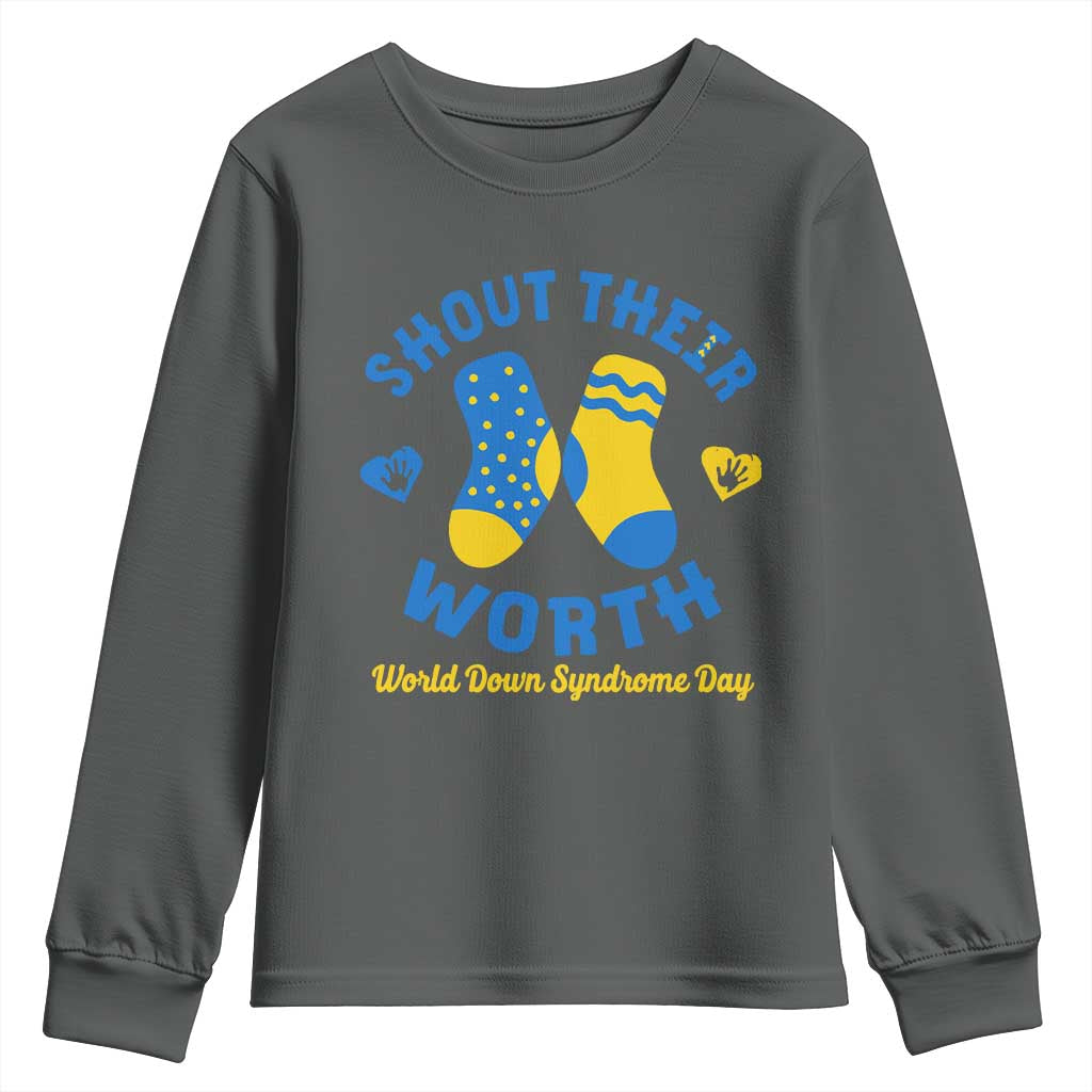World Down Syndrome Day Youth Sweatshirt 321 Awareness Support Shout Their Worth