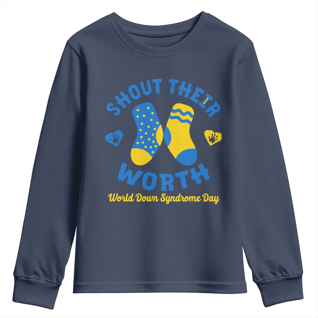 World Down Syndrome Day Youth Sweatshirt 321 Awareness Support Shout Their Worth