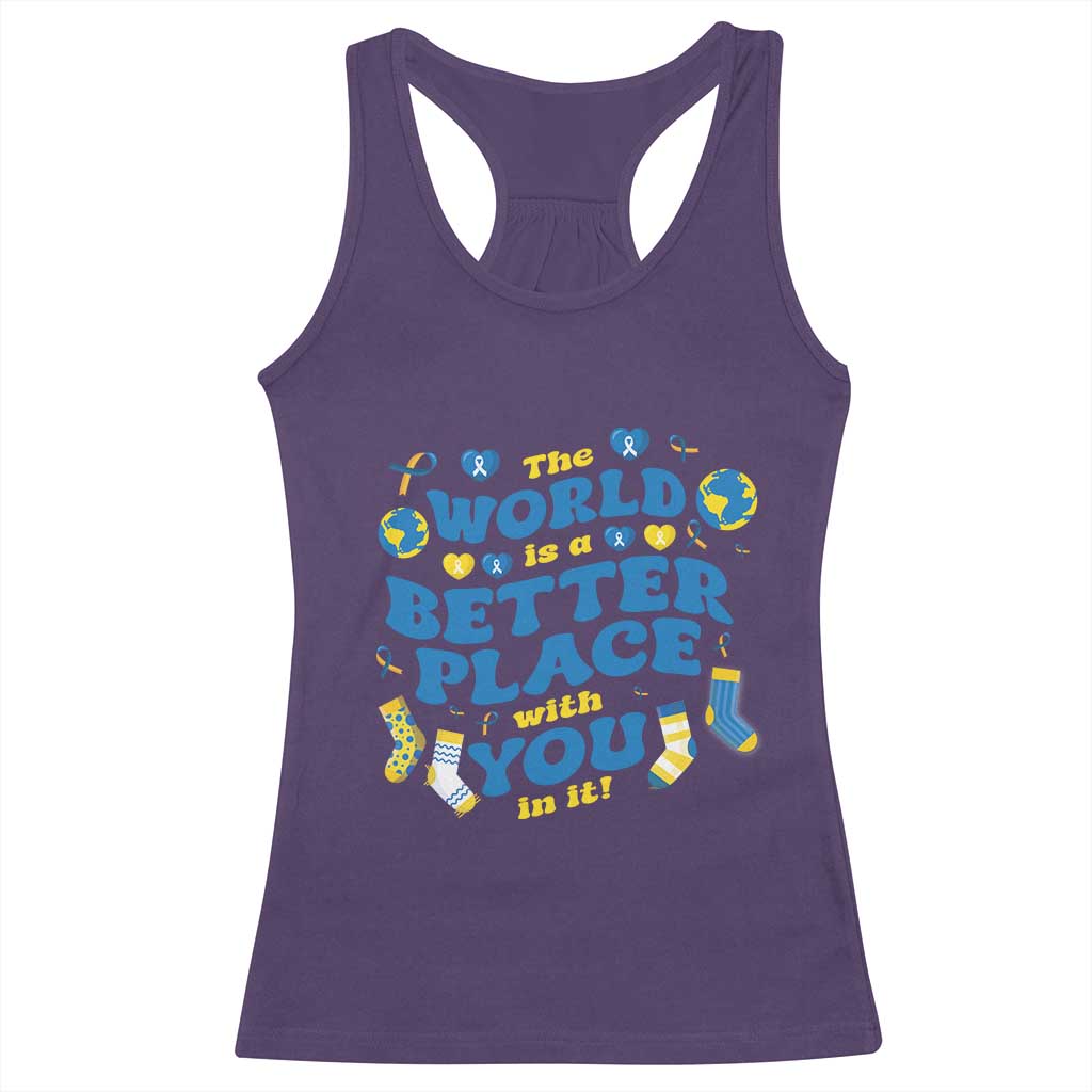 World Down Syndrome Day Racerback Tank Top 321 Awareness Support The World Is Better With You