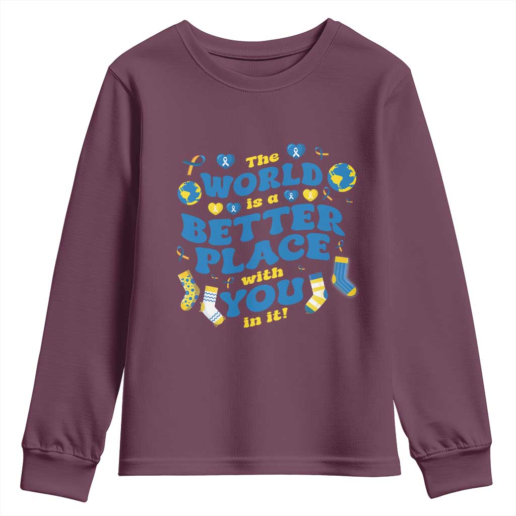 World Down Syndrome Day Youth Sweatshirt 321 Awareness Support The World Is Better With You