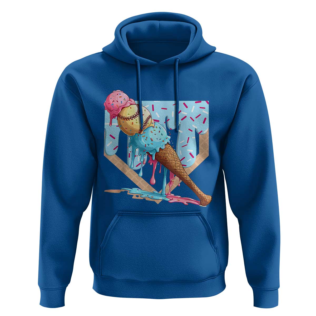 Baseball Ice Cream Dripping Hoodie Baseball Bat Home Plate Drip