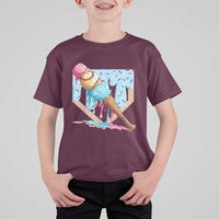 Baseball Ice Cream Dripping T Shirt For Kid Baseball Bat Home Plate Drip