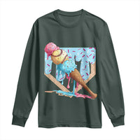 Baseball Ice Cream Dripping Long Sleeve Shirt Baseball Bat Home Plate Drip