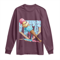 Baseball Ice Cream Dripping Long Sleeve Shirt Baseball Bat Home Plate Drip