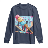Baseball Ice Cream Dripping Long Sleeve Shirt Baseball Bat Home Plate Drip