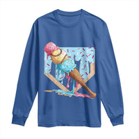 Baseball Ice Cream Dripping Long Sleeve Shirt Baseball Bat Home Plate Drip