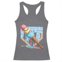 Baseball Ice Cream Dripping Racerback Tank Top Baseball Bat Home Plate Drip
