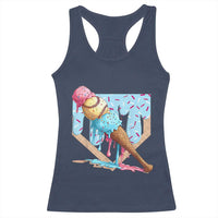Baseball Ice Cream Dripping Racerback Tank Top Baseball Bat Home Plate Drip