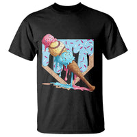 Baseball Ice Cream Dripping T Shirt Baseball Bat Home Plate Drip