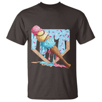 Baseball Ice Cream Dripping T Shirt Baseball Bat Home Plate Drip