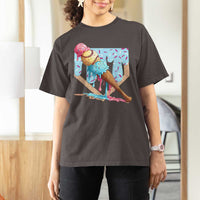 Baseball Ice Cream Dripping T Shirt For Women Baseball Bat Home Plate Drip