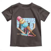 Baseball Ice Cream Dripping Toddler T Shirt Baseball Bat Home Plate Drip