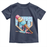 Baseball Ice Cream Dripping Toddler T Shirt Baseball Bat Home Plate Drip