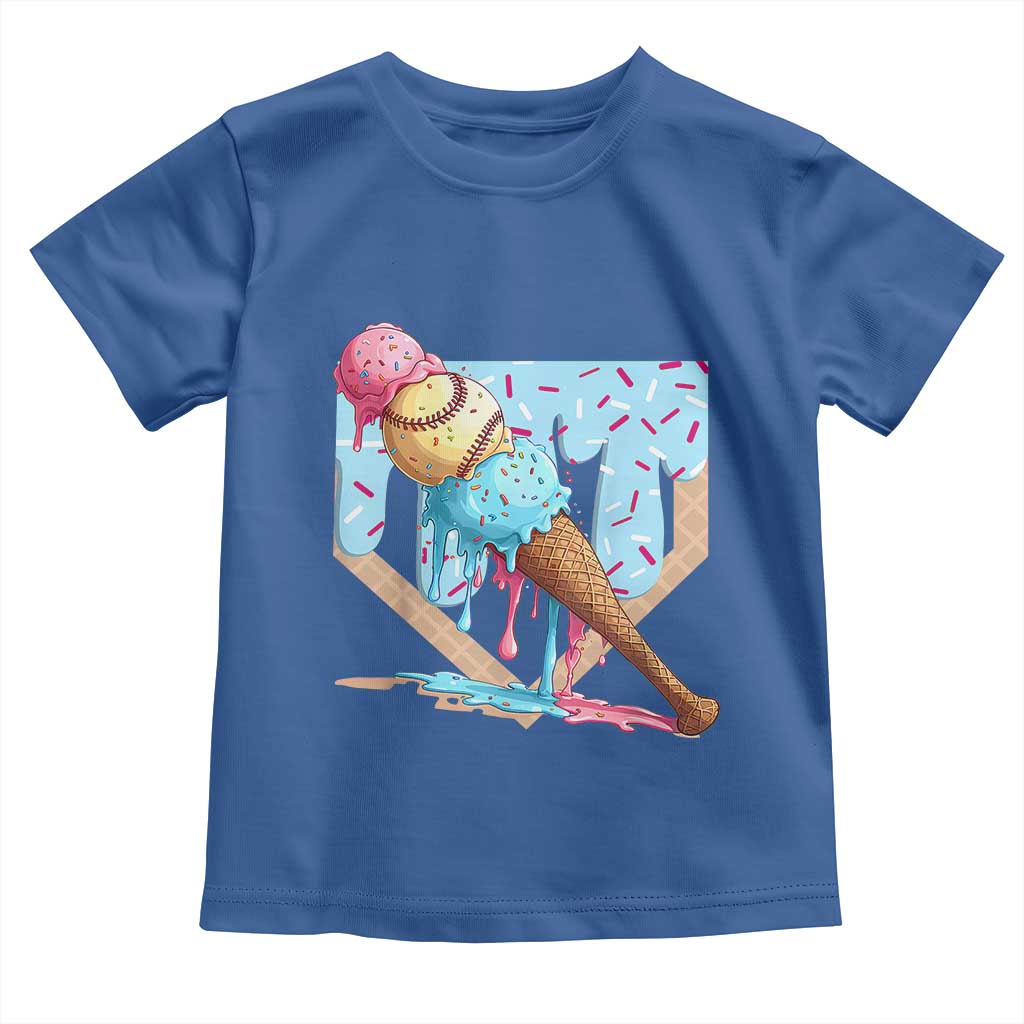 Baseball Ice Cream Dripping Toddler T Shirt Baseball Bat Home Plate Drip