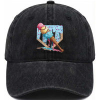 Baseball Ice Cream Dripping Washed Cotton Baseball Cap Baseball Bat Home Plate Drip