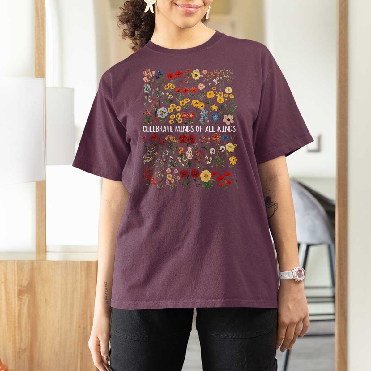 Autism Awareness T Shirt For Women Neurodiversity Celebrate Minds of All Kinds