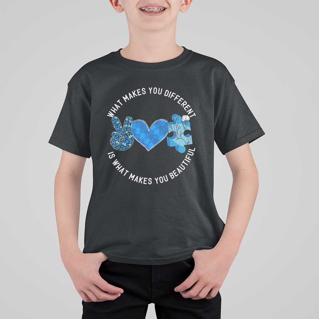 Autism Awareness T Shirt For Kid What Makes You Different Is What Makes You Beautiful
