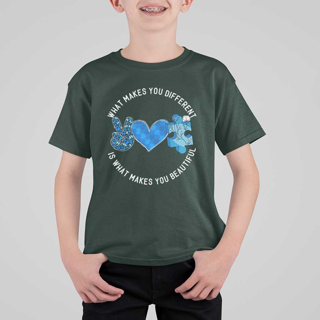 Autism Awareness T Shirt For Kid What Makes You Different Is What Makes You Beautiful