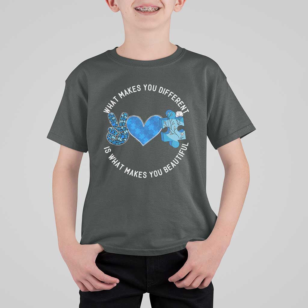 Autism Awareness T Shirt For Kid What Makes You Different Is What Makes You Beautiful
