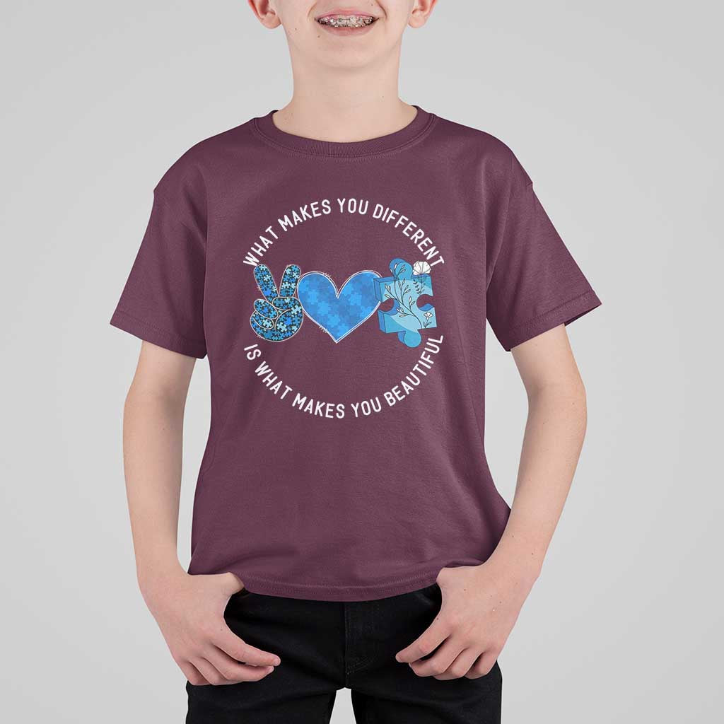 Autism Awareness T Shirt For Kid What Makes You Different Is What Makes You Beautiful