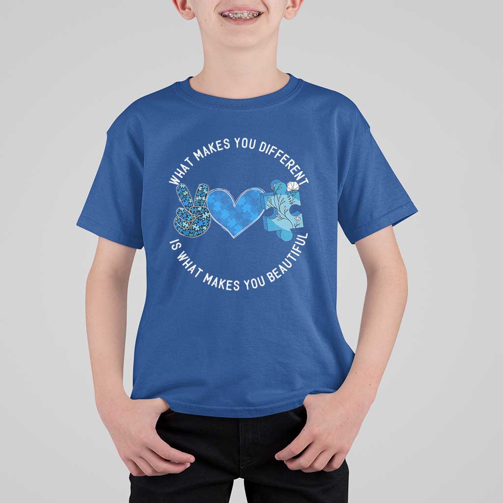 Autism Awareness T Shirt For Kid What Makes You Different Is What Makes You Beautiful