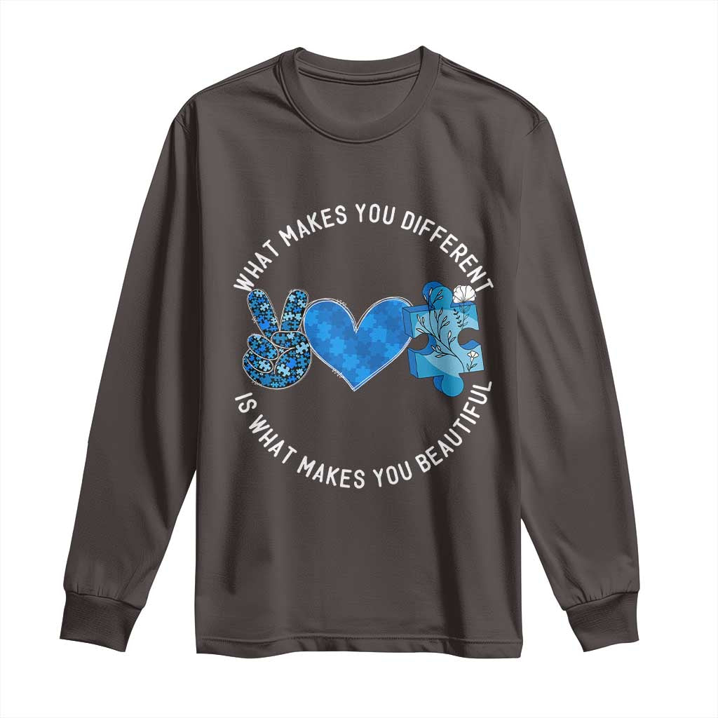 Autism Awareness Long Sleeve Shirt What Makes You Different Is What Makes You Beautiful