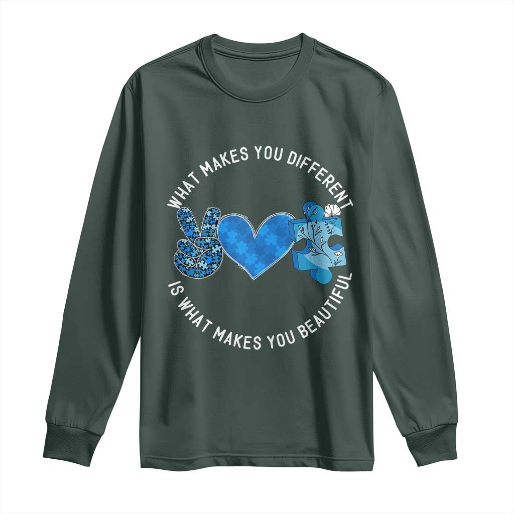 Autism Awareness Long Sleeve Shirt What Makes You Different Is What Makes You Beautiful